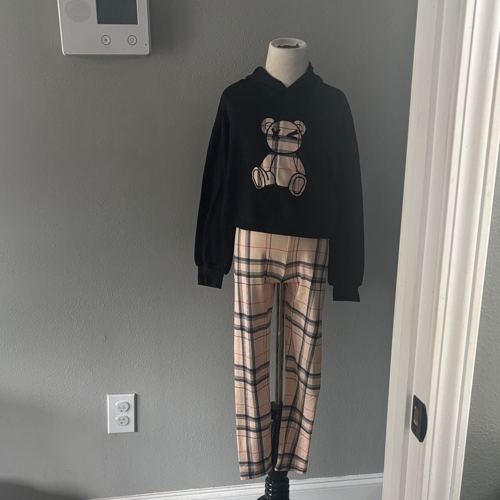 Kids Black and Tan Bear Hoodie Set